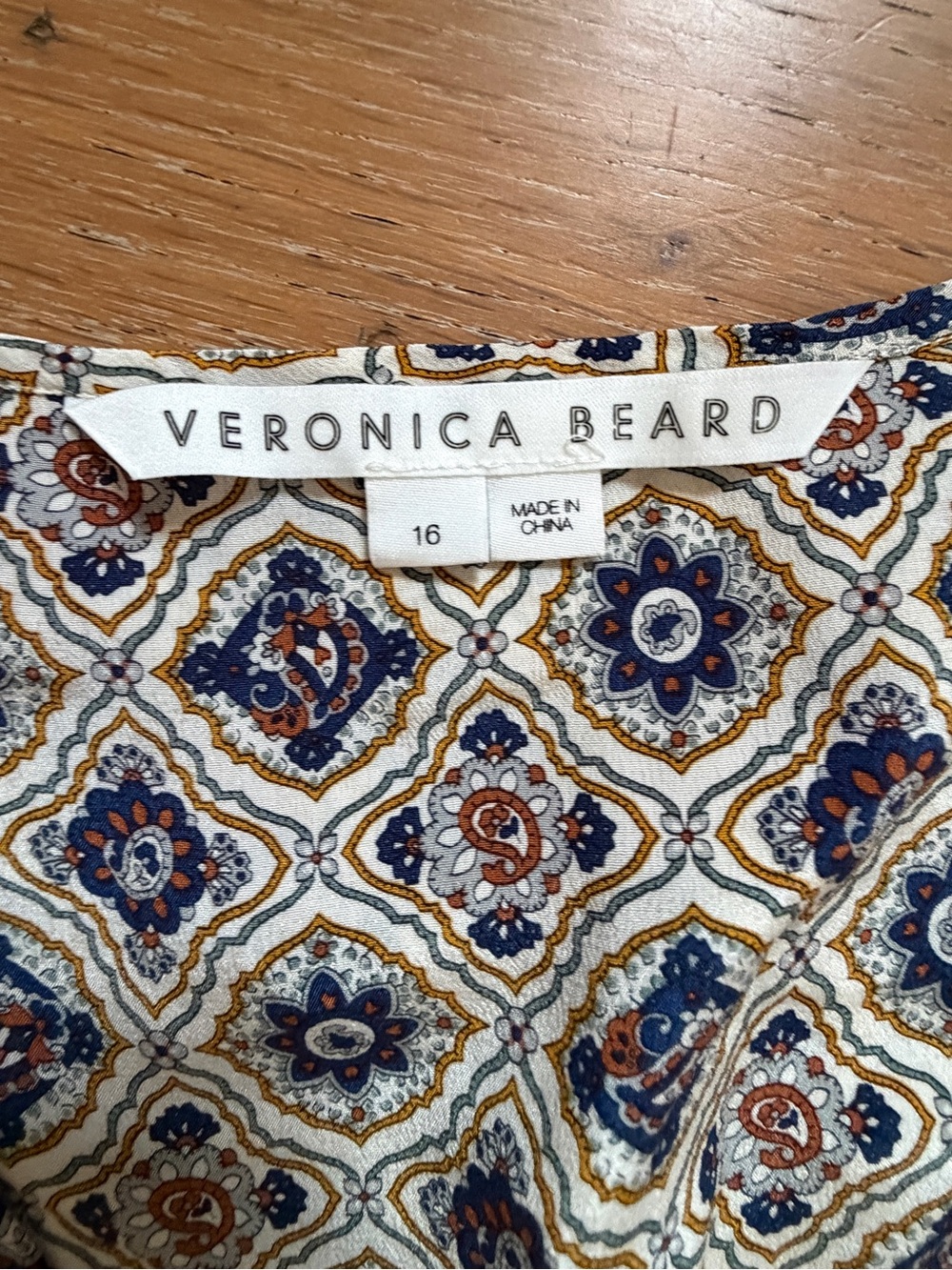 Veronica Beard Delray Mini Silk Peasant Dress Lined Size 16 - Picture 6 of 7